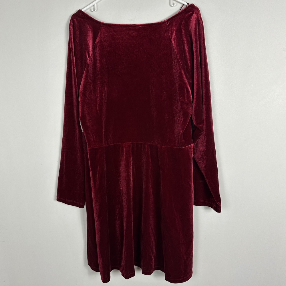 Old Navy Red Velvet Square Neck Long Sleeve Dress Womens Size XXL NEW Velour NWT - Picture 16 of 16